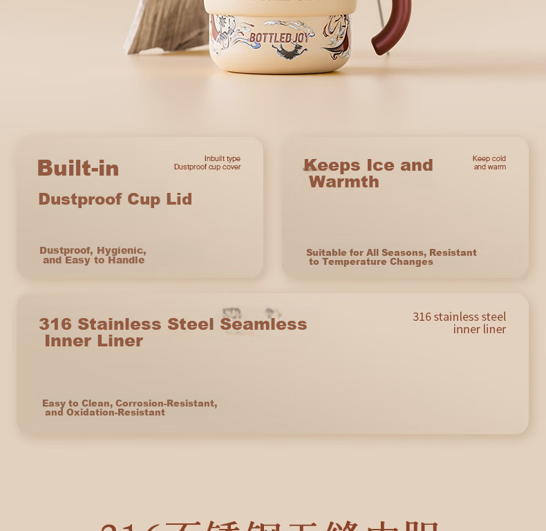 Dundun BOTTLED JOY Mug Office Coffee Cup Gift Insulated Cup Wang Yibo Student Water Bottle 5