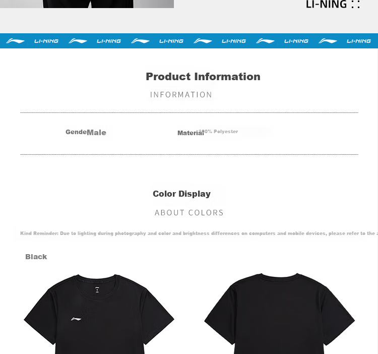 LI-NING Men's Lightweight Quick-Dry Breathable Short Sleeve T-Shirt Summer Fashion Versatile Sportswear Comfortable Casual Sports Top 13
