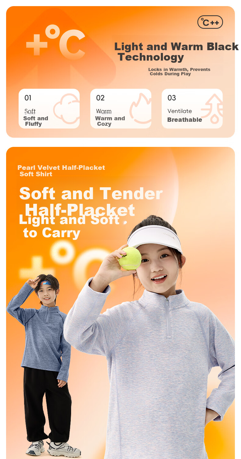 JEANSWEST Nuonuo Girls' Long Sleeve T-Shirt Autumn Winter Children's Sports Fleece-Lined Warm Boys' Outdoor Training Top 1