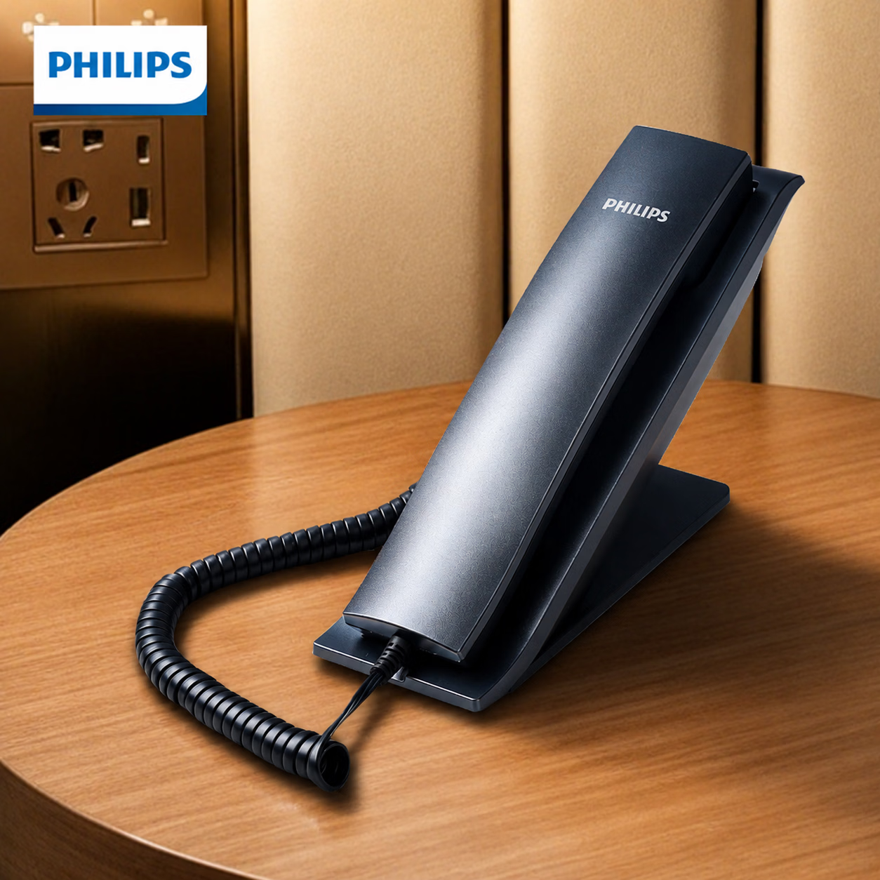 PHILIPS CORD2601 Hotel Room Telephone Business Office Desk Phone Vertical Wired Phone One-Touch Dial Reception Desk Phone Metal Gray