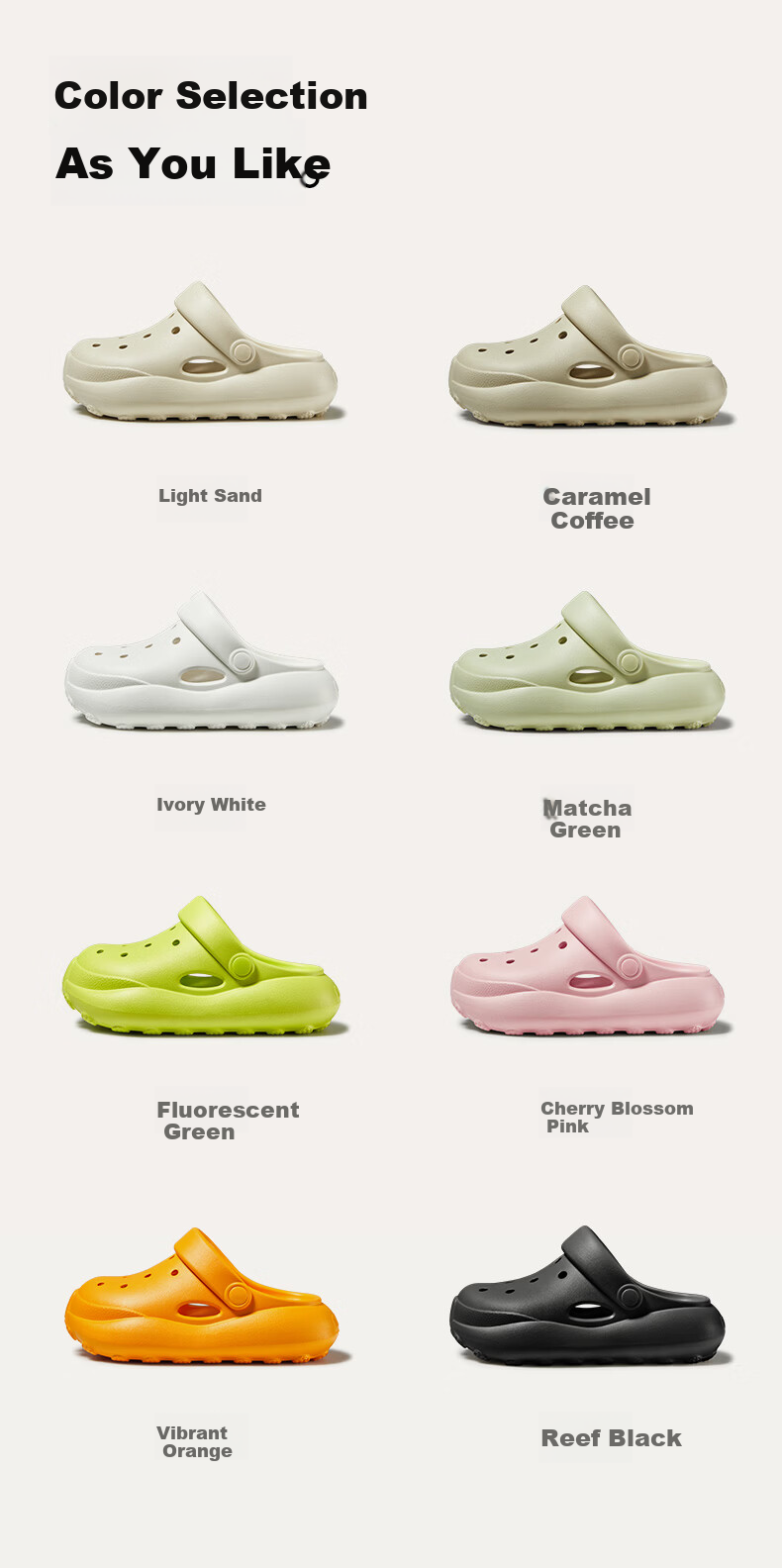 Puxi Cloud Unisex Summer Breathable Hole Shoes Casual Outdoor Soft Sole Beach Anti-Slip Odor-Resistant Closed-Toe Sandals 12