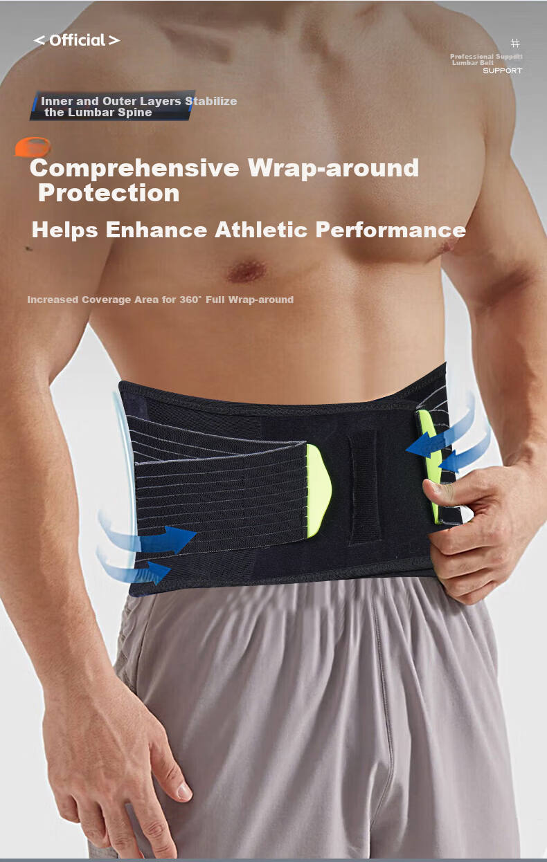 NAILEKESI N Sports Waist Support Belt Fitness Unisex Running Badminton Basketball Lumbar Disc Herniation Muscle Strain Waist Brace Black Green 10