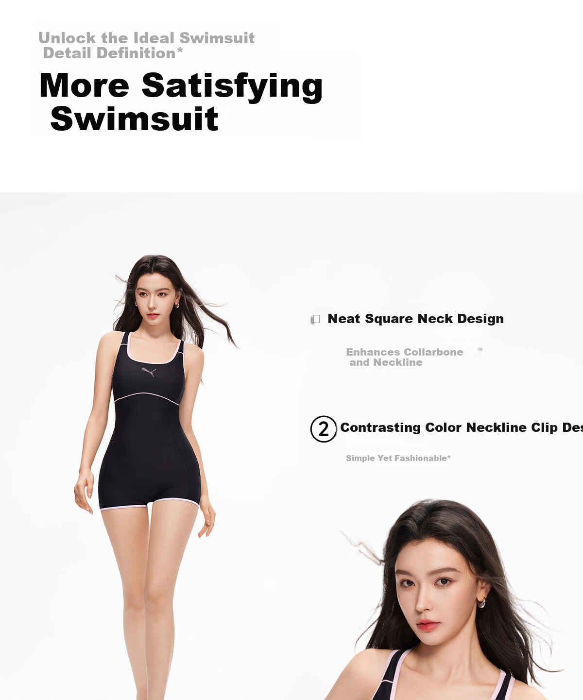 PUMA Women's One-Piece Swimsuit, Slimming And Concealing, High-Performance Racing Swimwear, Suitable for Hot Springs And Swimming Pools, Plus Size Equipment 17
