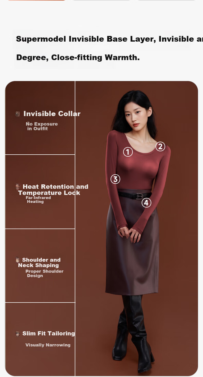 Herbal Original Skin Women's Thermal Underwear Set Autumn Top and Bottom Hyaluronic Acid Ultra-Thin Invisible Seamless Skin Care Shirt 2