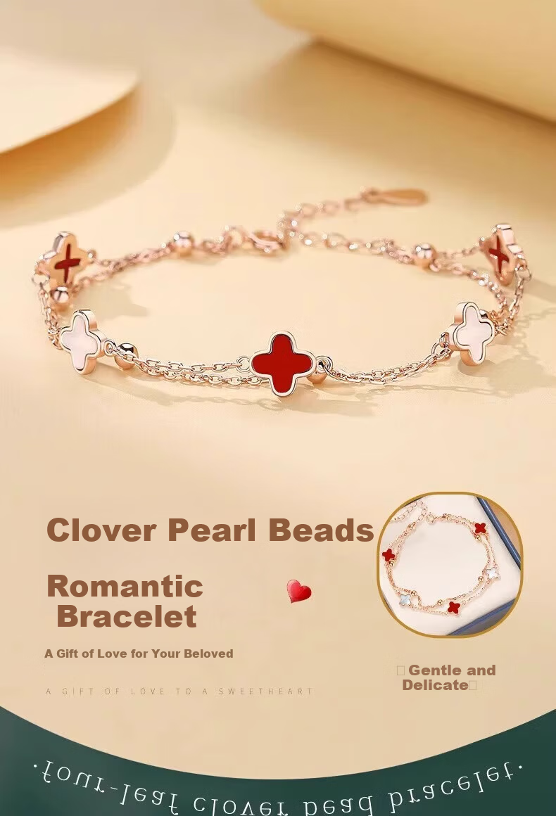 GLTEN Four-Leaf Clover Silver Bracelet for Women New Luxury Jewelry Anniversary Birthday Gift for Girlfriend Wife 1