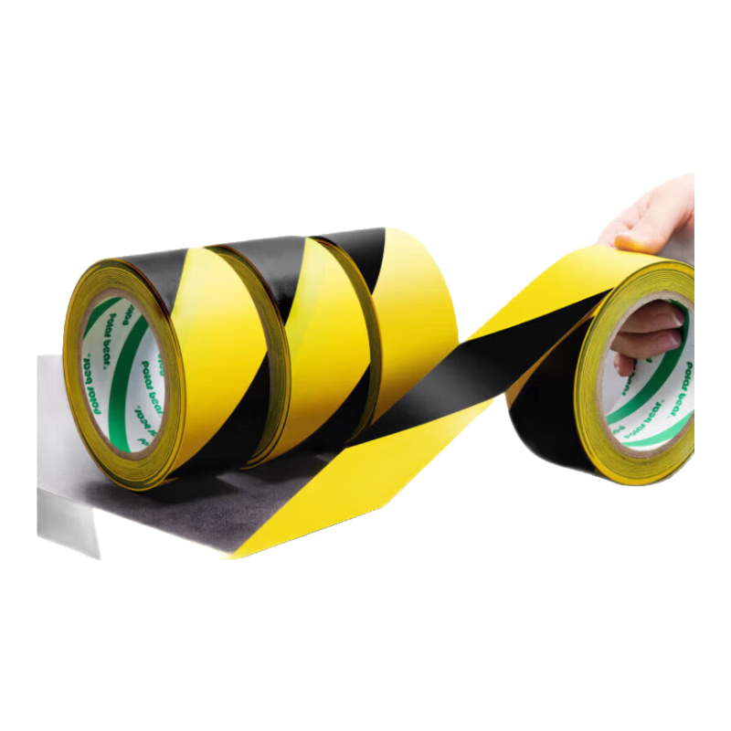 Polar Bear PVC Warning Floor Tape, 48mm*33m, Yellow And Black, 3 Rolls Totaling 99 Meters, Factory Floor 5S Positioning Warning Tape, Zebra Tape, PVC-053YB