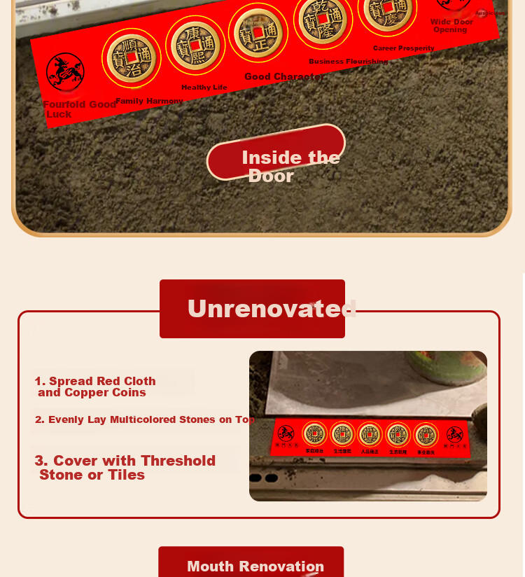 Bin Yue Five Emperor Coins Door Threshold Stone Safety Copper Coins 10