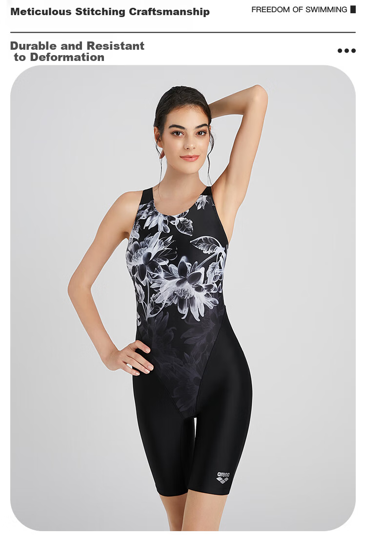 Arena Women's Premium One-Piece Knee-Length Swimsuit Professional Chlorine-Resistant Comfortable Sun-Protective Quick-Dry Swimwear 7