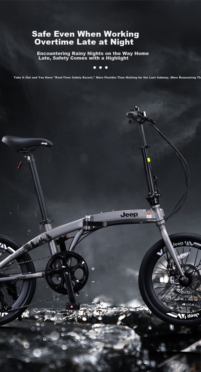 Jeep Foldable Bicycle Unisex Urban Commuter Lightweight Riding Graphite Gray - Fashion Model 20 Inch 7-Speed 3