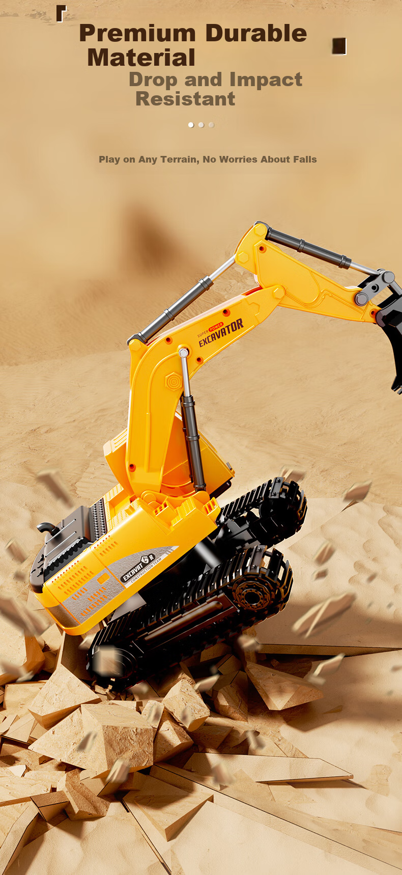 LIVING STONES Alloy Remote Control Excavator Toy for Boys Aged 3-14, Electric Digger Construction Vehicle, Birthday And Children's Day Gift 7