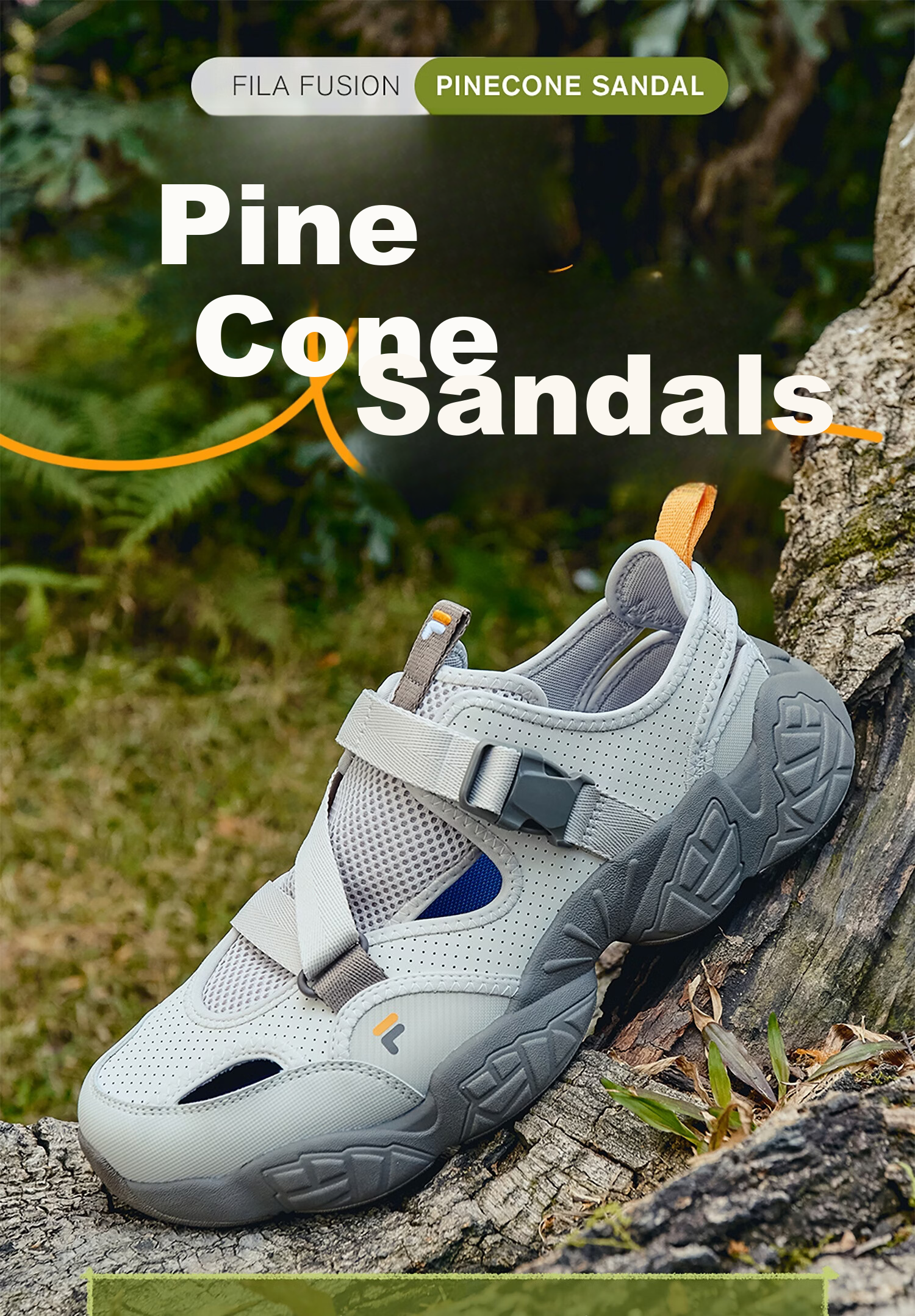 FILA Official Trendy Brand PINECONE SANDAL Men's 2026 Summer Breathable Casual Slip-On Sandals 1