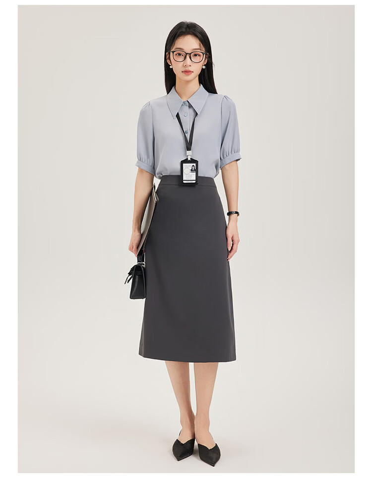 Dajiasi Blue Short Sleeve Shirt Women's Formal 2026 Summer New High-End Stylish Blouse Interview Shirt for Women 14