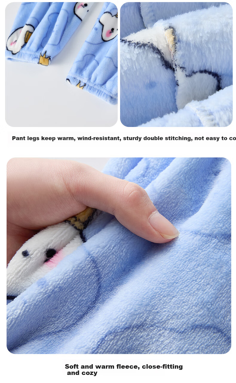 Ziyouxi Kids Autumn Winter Flannel Sleep Pants Boys Girls Coral Fleece Warm Home Pants with Fleece Lining 8