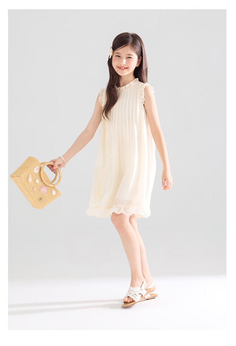 Mucmukn Star Shell Wave Tencel Lyocell Ruffle Vest Dress Island Vacation Princess Dress Girls Summer 28