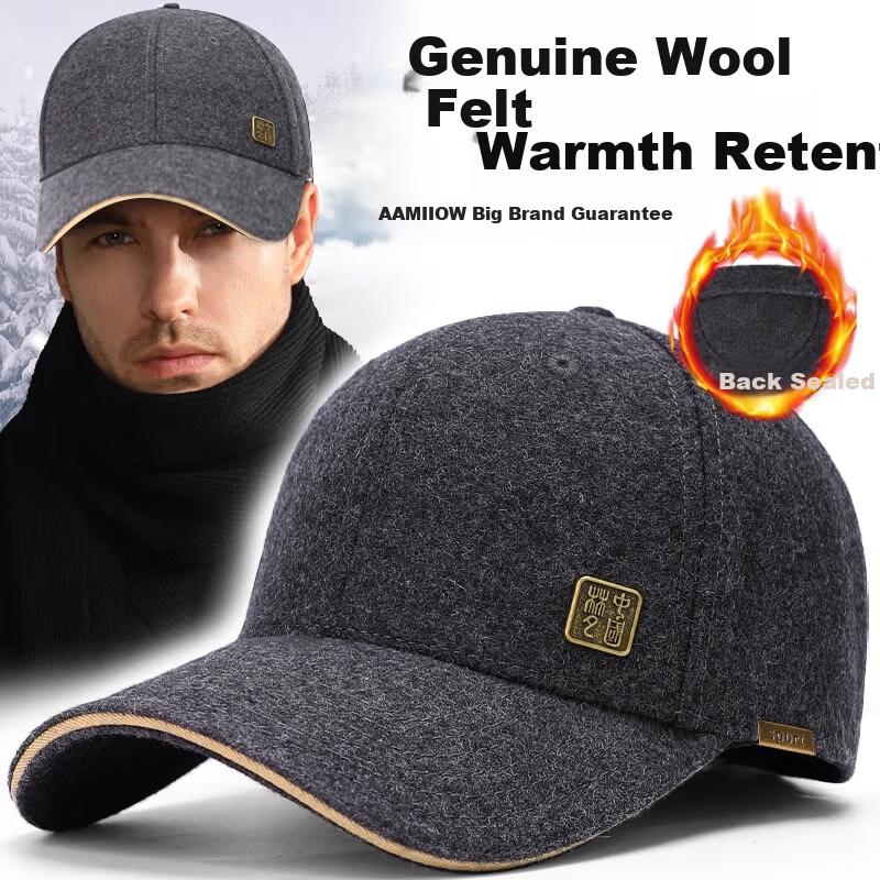 Miiow Men's Wool Warm Autumn Spring Baseball Cap Gray