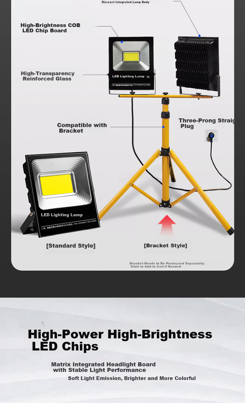 Thermarest LED Floodlight Outdoor Lighting Super Bright Spotlight Worksite Stadium Portable Wired 220V Plug-in Work Light 3