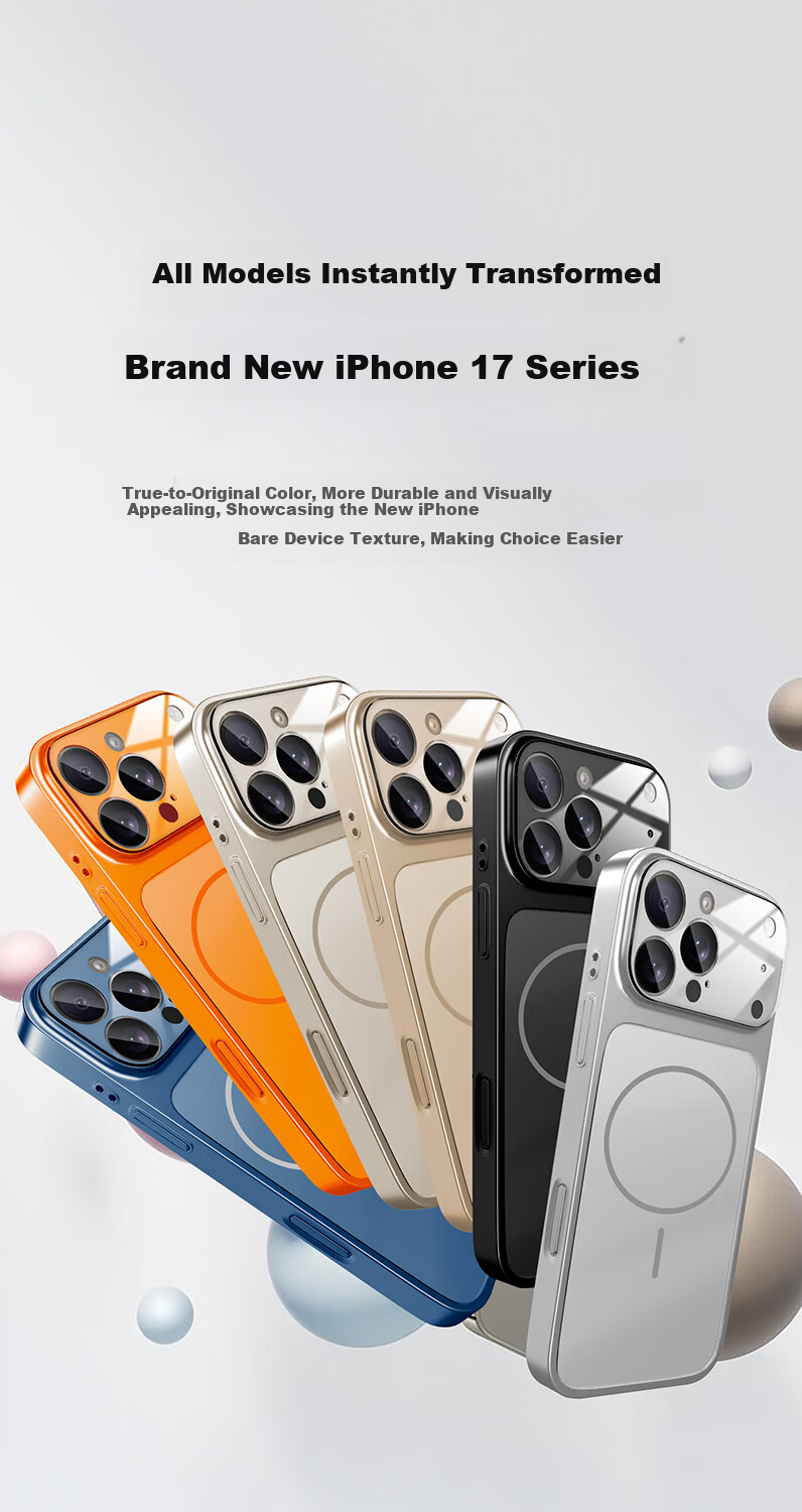 HOLDZU【Instant Change 17】Apple iPhone 17 Case Protective Cover Shockproof Lens Glass Full Wrap Magnetic Simple Fashion Unisex - Starry Orange 17