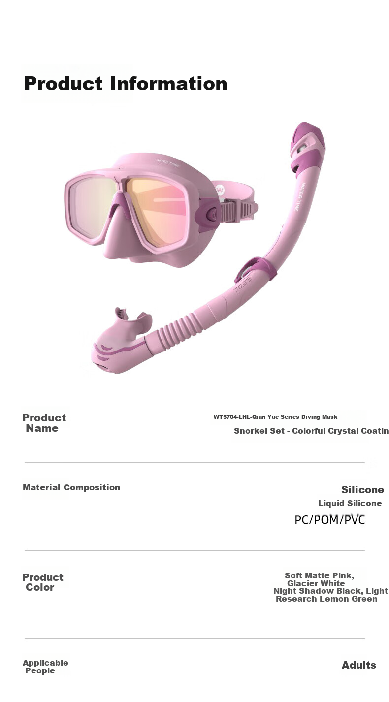 WATERTIME / Shuichuan Snorkeling Mask Set with Coated Lens and Snorkel, White 10