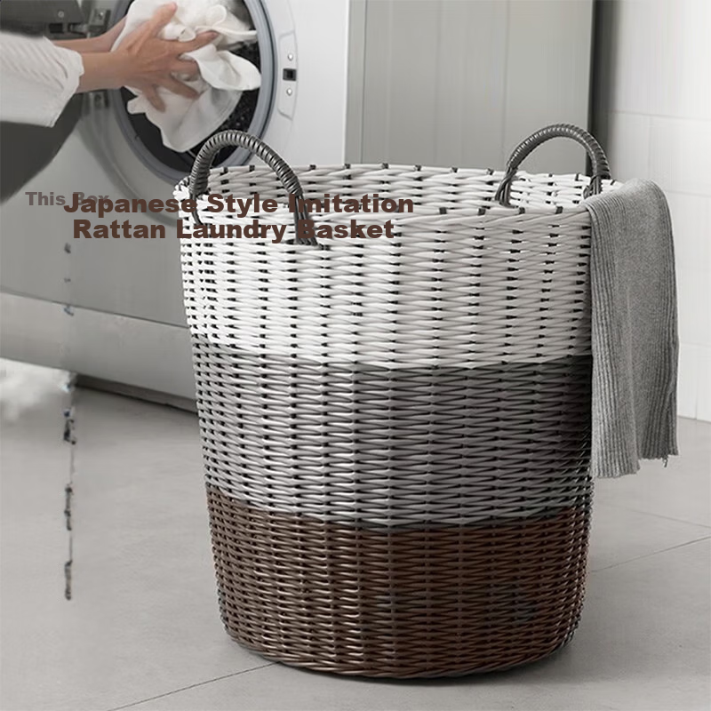 Weijian Large Capacity Foldable Laundry Basket Rattan Style Storage Bin Toy and Dirty Clothes Organizer