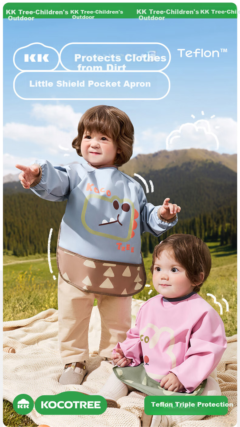 Kocotree KK Tree Kids Waterproof and Stain-Resistant Bib Baby Feeding Smock Three-Proof Apron 2