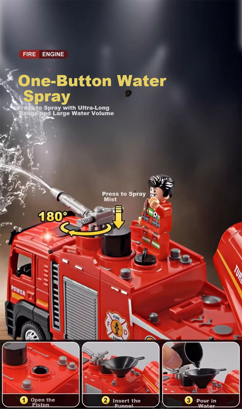 Aiful Alloy Fire Truck Toy for Boys Large Water Spray Firefighting Rescue Vehicle Children's Day Gift 6