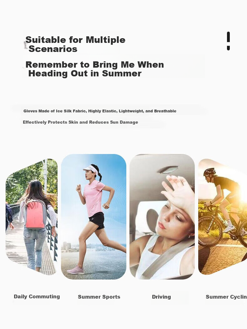 Cheguimu Sun Protection Gloves for Women, Summer Lightweight Outdoor UV-Resistant Arm Sleeves, Long Ice Silk Cycling Gloves 4