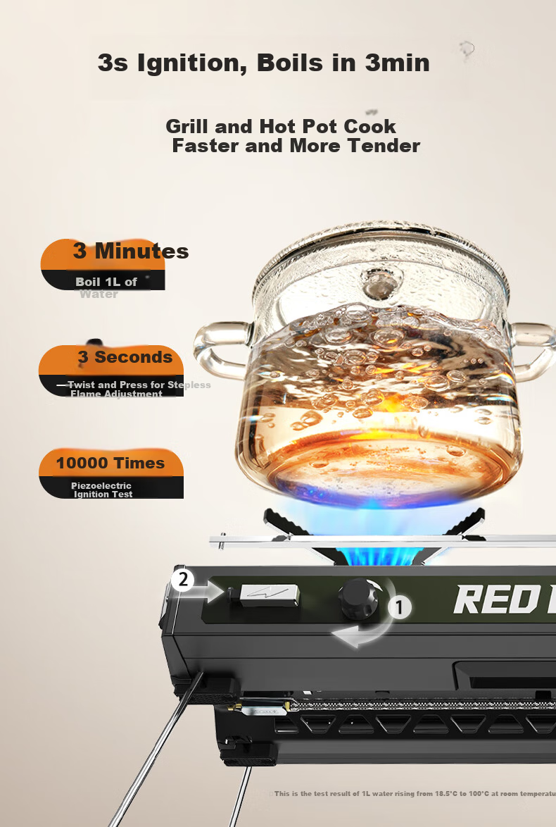 E-Rover Firefox Air Outdoor Camping Stove Set Portable Split Gas Stove Double Burner Cartridge Stove 9