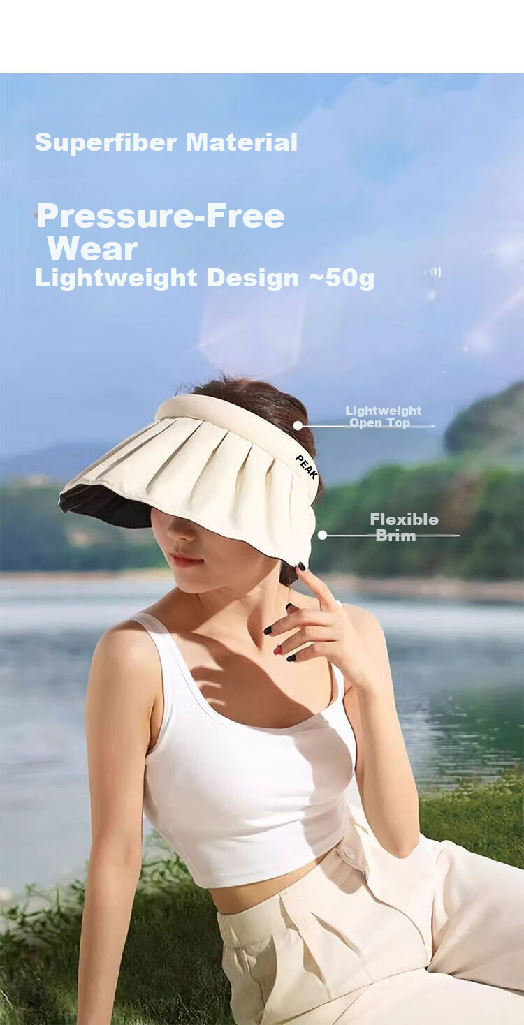Peak UV Protection Sun Hat Couple Spring Summer Outdoor Running Anti-UV Shell Cap Open-Top Headband Dual-Use Foldable 10