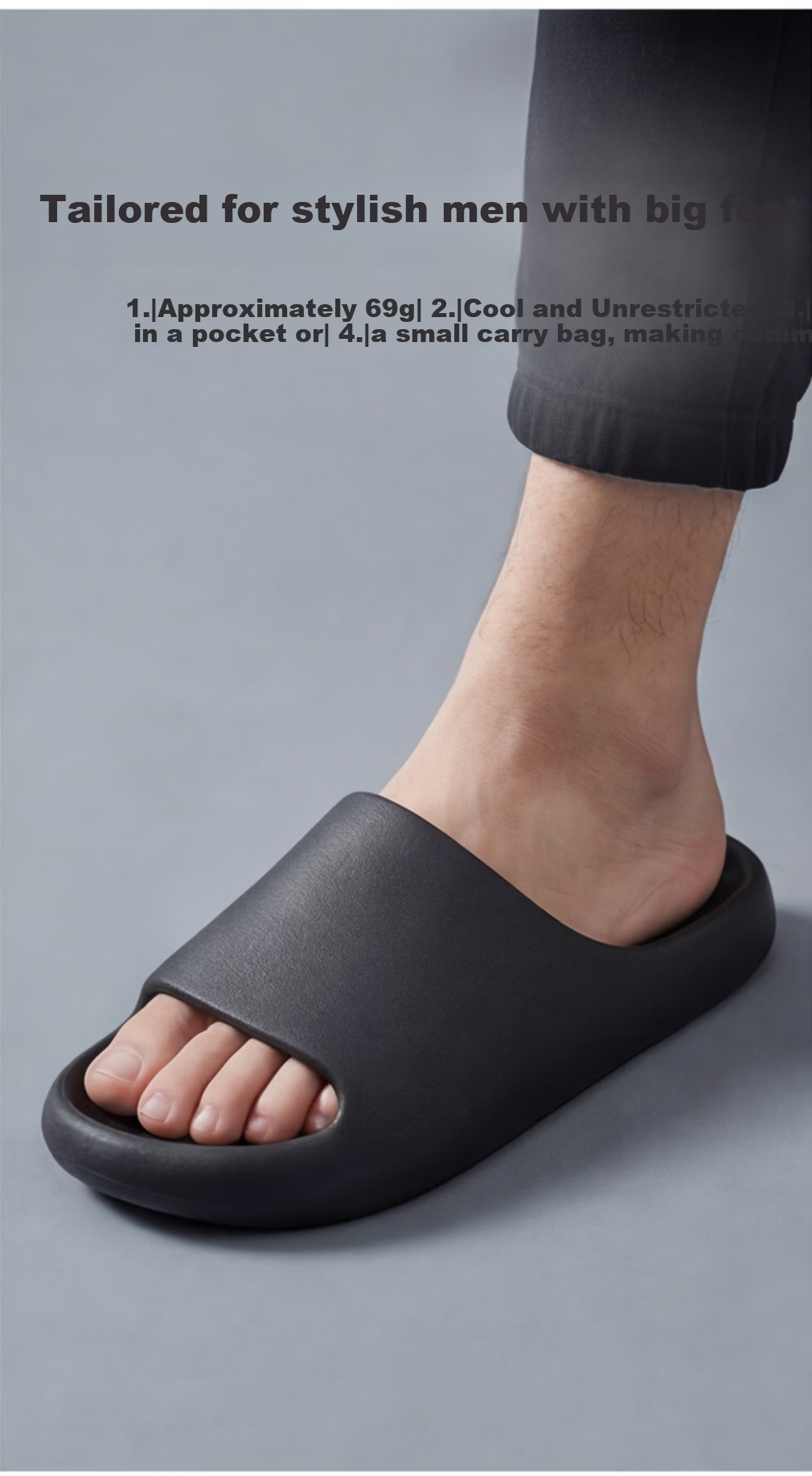 Bigga Plus Size Men's Extra Large Indoor Home Bathroom Shower Non-Slip EVA Oversized Summer Slippers Navy Blue 44-45 7