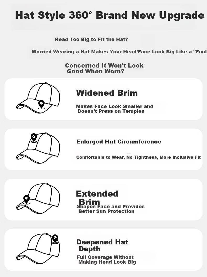 Xingmai Baseball Cap Unisex Spring Summer All-Season Sun Protection Large Head Circumference Duckbill Hat Slim Face Navy Blue XL One Size 5