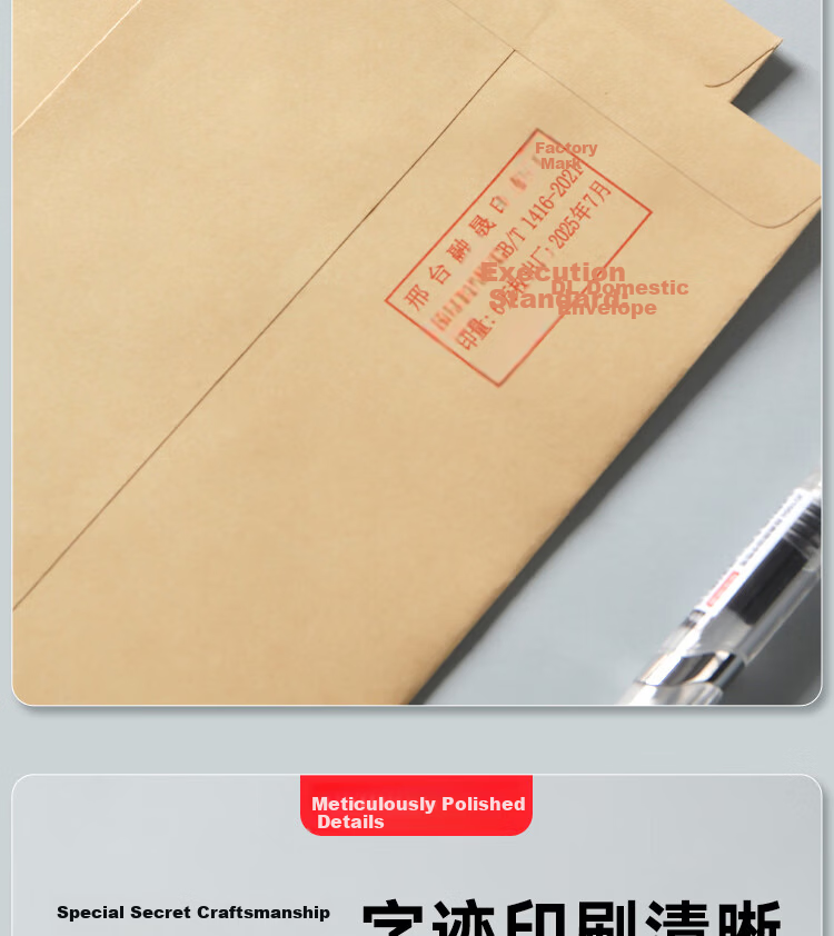 JD Jingzao No.5 DL Kraft Paper Envelopes 220x110mm Business Salary Invoice Envelopes 50 Pack 7