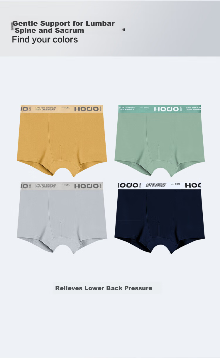 Hongdou Men's Antibacterial Soft Cotton Boxer Briefs Trendy Colorblock Mid-Rise Youth Sports Shorts Set 1 Size 185 9