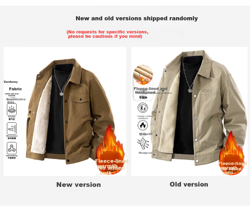 MiiOW Men's Cotton Jacket Autumn Winter Velvet Core Warm Fleece Thickened Casual Coat Black Fleece 5XL 1
