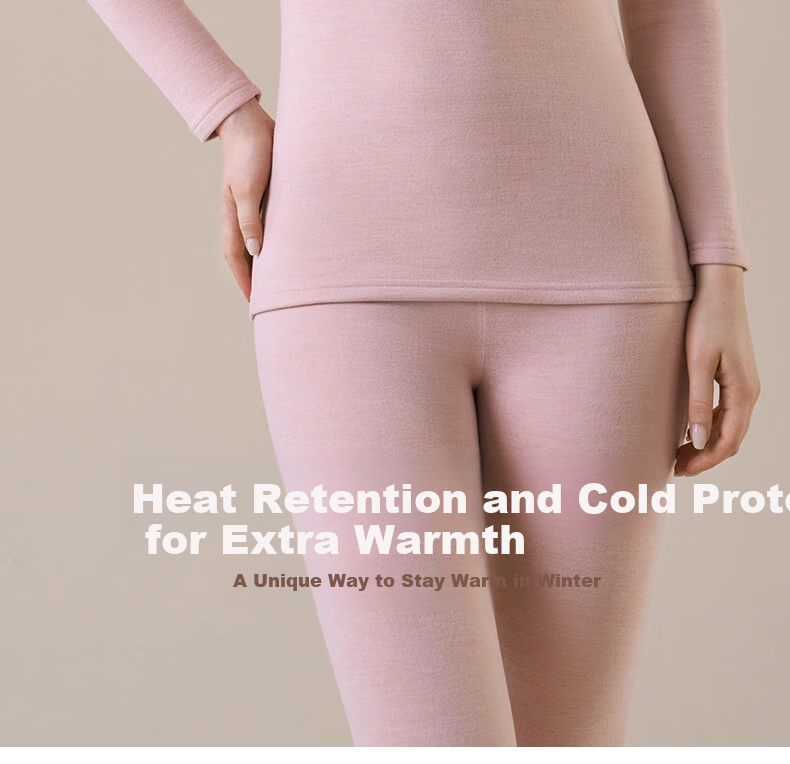 Urban Beauty Women's Thermal Underwear Set Autumn Top and Bottom Winter Cashmere Silk Half Turtleneck Windproof Heated Fleece Lined Warm Set 16
