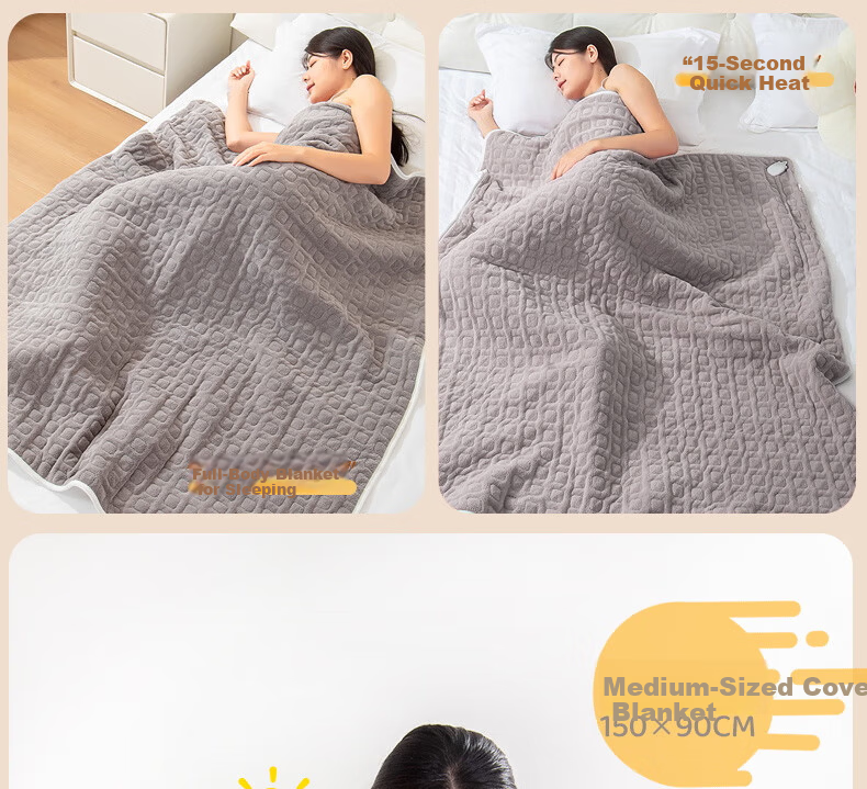 CHIGO Heated Shawl Electric Blanket Electric Heating Throw Timed Washable 1.5m x 0.9m Heated Cover Blanket 5