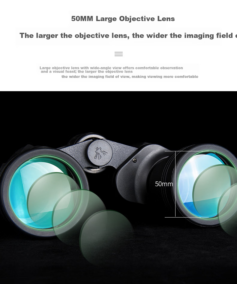 FEIRSH 10X50 Binoculars, High Magnification, High Definition, Low Light Night Vision, Bird Watching, Military Telescope, Concert Viewing Glasses T33 7
