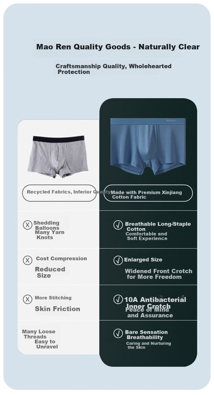 MiiOW Men's Cotton Antibacterial Breathable Loose Fit Boxer Briefs 4-Pack L 3