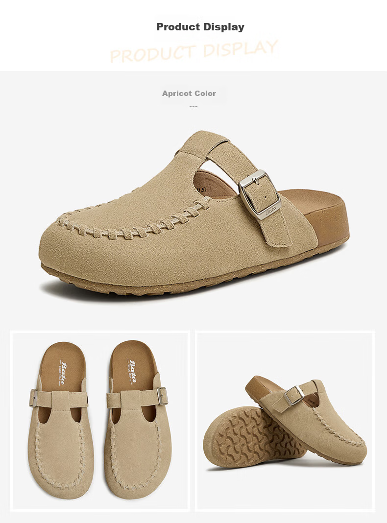 Bata Bata Women's Summer Cow Split Leather Comfortable Thick Sole Slip-On AUH07BH5 8
