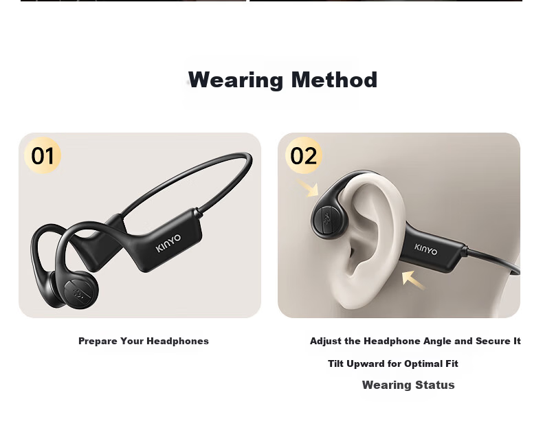 KINYO Bone Conduction Bluetooth Earphones 2025 New Wireless Sports Running Ear-Hook X7Pro 29