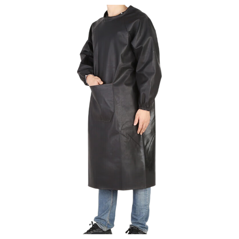 Gongtai Waterproof and Oil-proof Aquatic Apron Acid and Alkali Resistant Extra Large Thickened PU Apron Waistcoat Black 120*125cm One Size