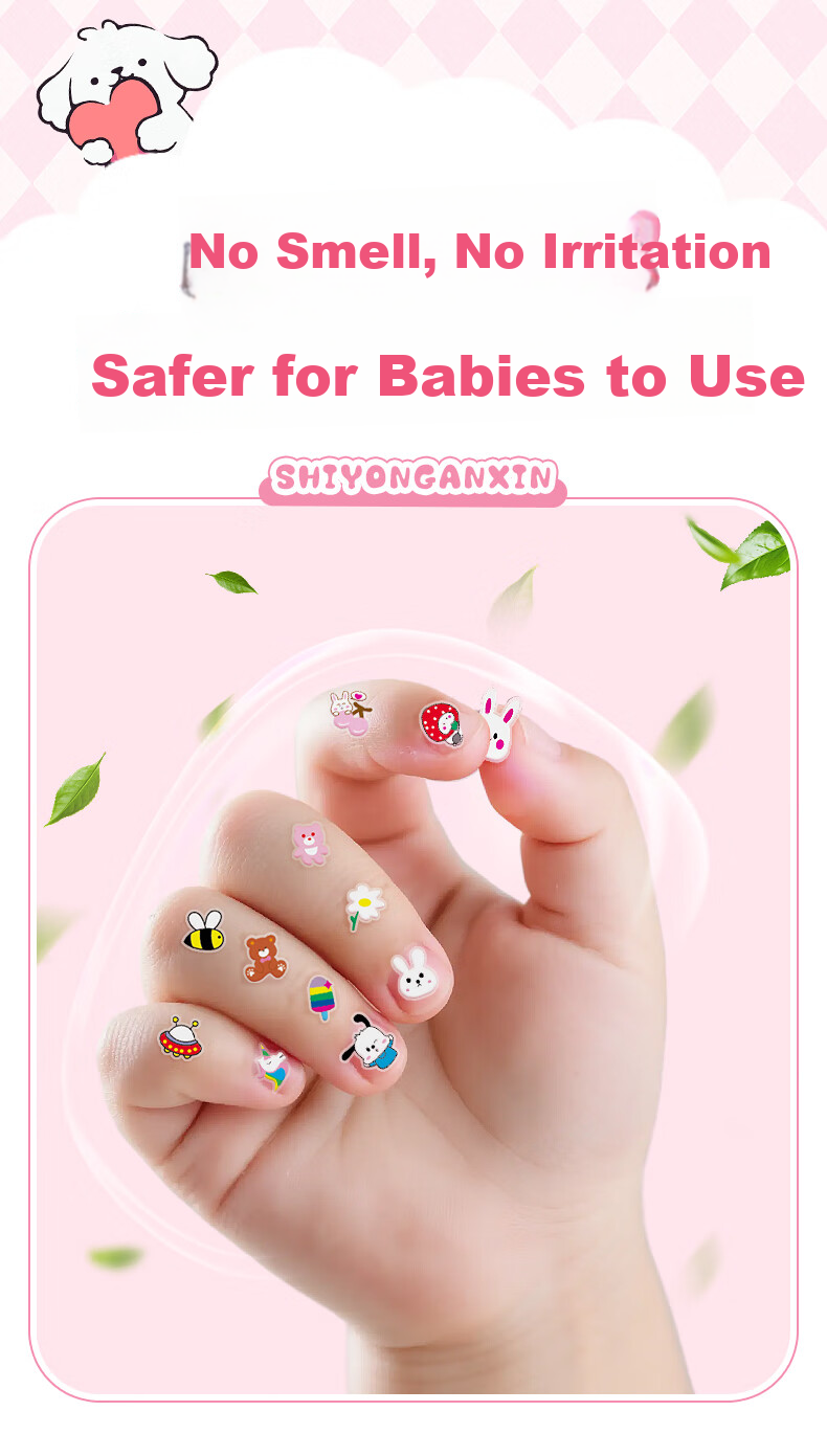 Deyin Children's Nail Stickers Wearable Nails Kids Manicure Stickers Baby Nail Decals Kindergarten Gift for Kids Ages 3-6 Handmade 30 Sheets Glow-in-the-Dark Rabbit Series 6651 4
