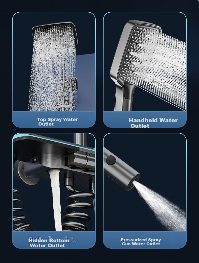 IVORPO [Germany] Smart Thermostatic Digital Display Self-Cleaning Shower Head Set Integrated Complete Shower System 5