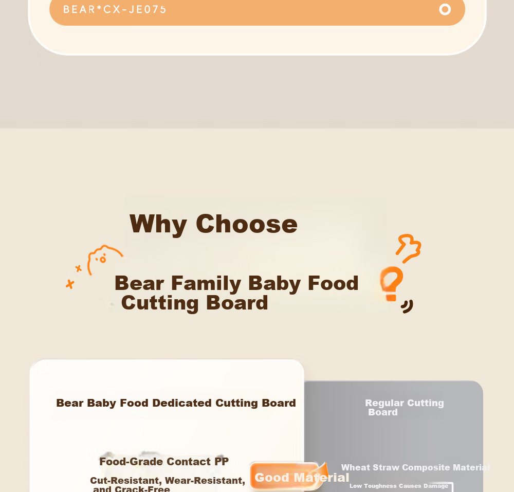 Bear Antibacterial Cutting Board Double-Sided Household PP Plastic Chopping Board for Fruits and Vegetables 30x21.5cm 4