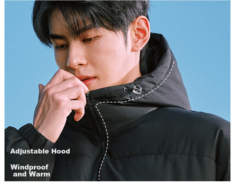 Baleno Men's Winter Cotton Jacket Graphene Cold-Resistant Warm Windproof Solid Color Casual Outerwear 19