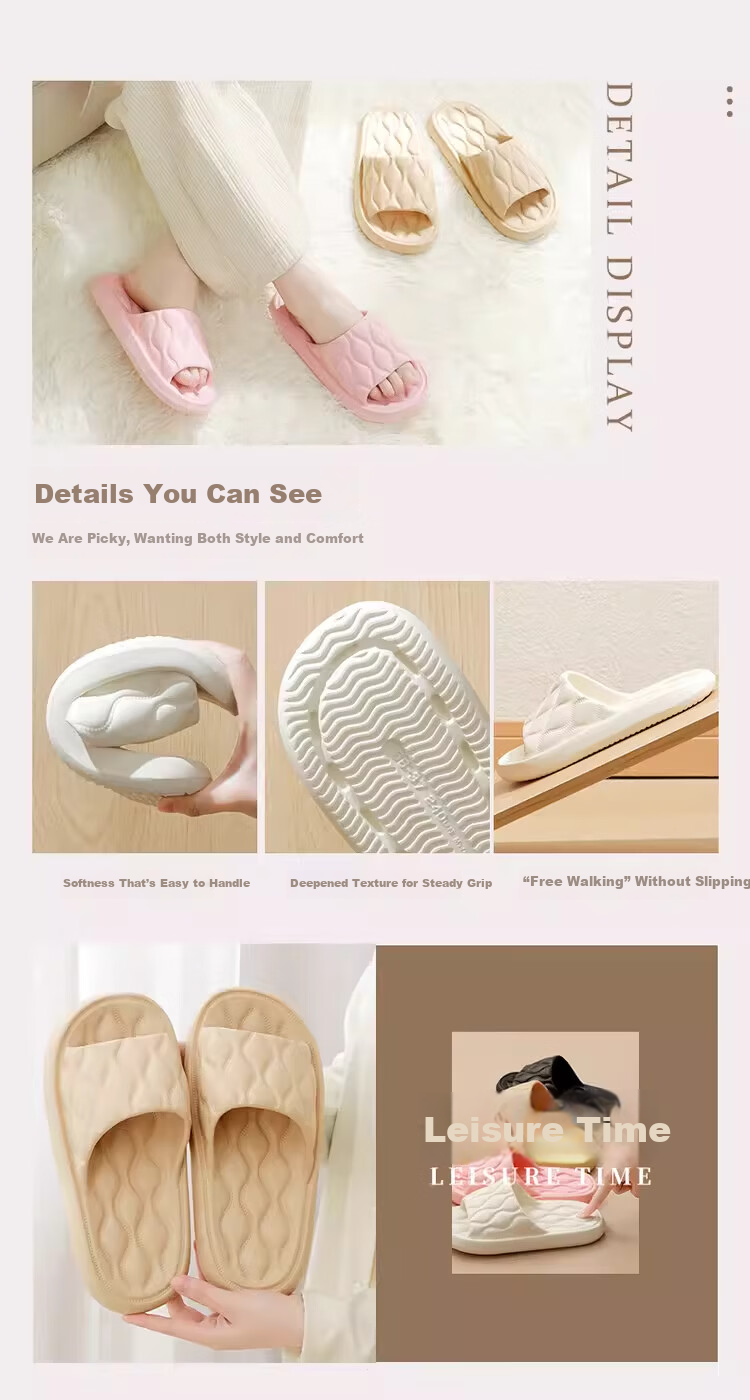 Qiumuxi Women's Home Slippers Indoor Non-Slip Wear-Resistant Lightweight Breathable Silent Pink Peach Color Size 36-37 2