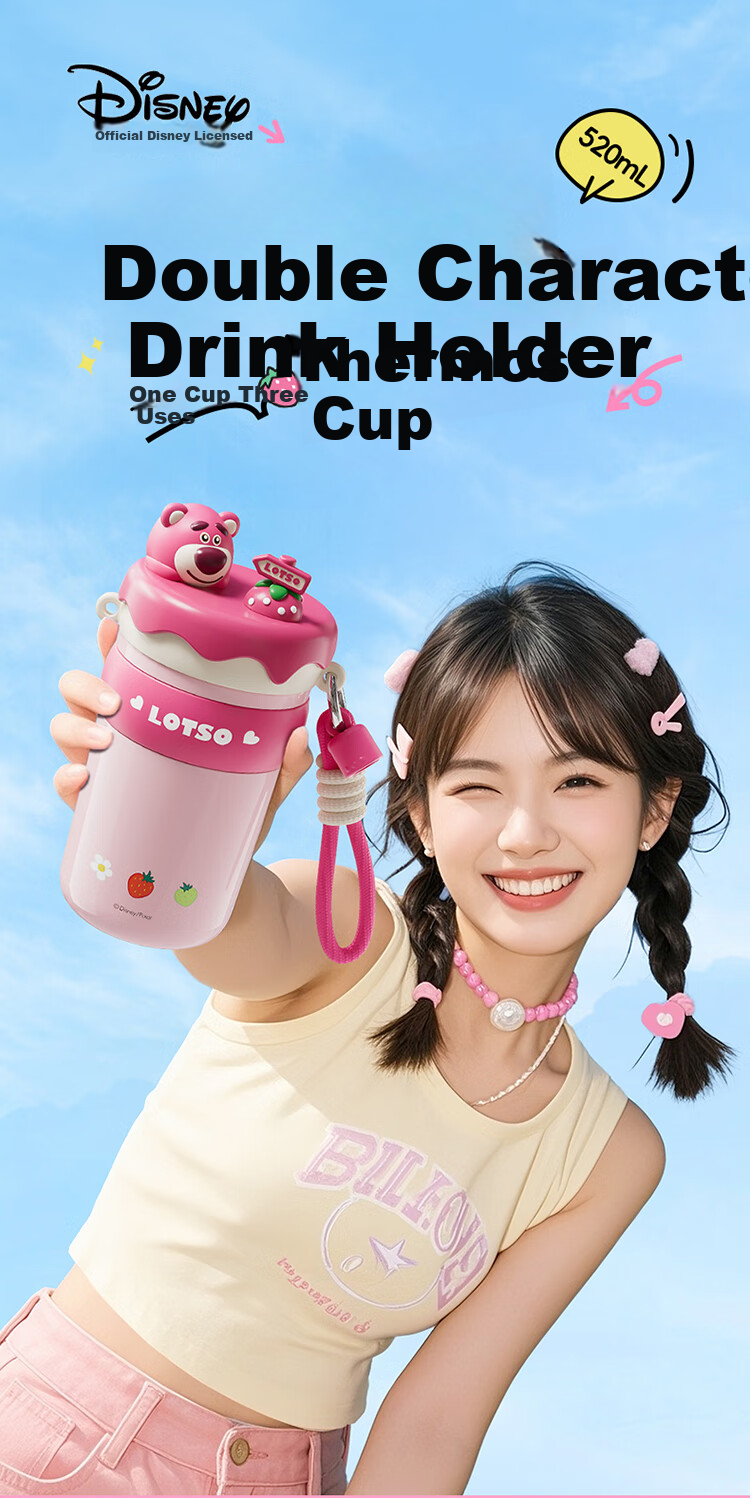 Disney Insulated Straw Water Bottle for Women 316 Stainless Steel High-Quality Student Kids Portable 520mL Mickey 1