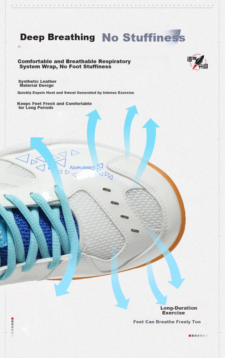 Dareway Unisex Badminton Shoes Shock Absorption Comfortable Stable Support Breathable Competition Training Sports Shoes White Lake Blue Size 45 7