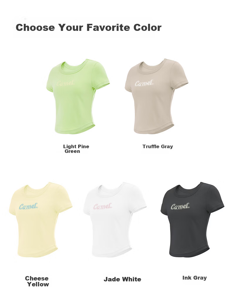 CAMEL Cotton-Feel Sports T-Shirt for Women Quick-Dry Breathable Casual Short Sleeve Top Y26BAVLZ020 Truffle Gray XL 11