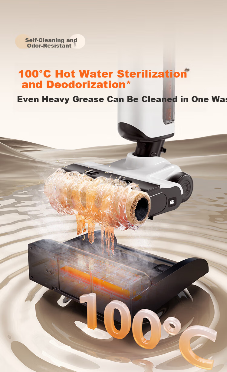 JD Jingzao Little Orca Plus Floor Washer 21KPa Suction 100℃ Hot Water Cleaning Wireless 3-in-1 Home Mop Vacuum Self-Cleaning Floor Cleaner Mother's Day Gift for Mom 7