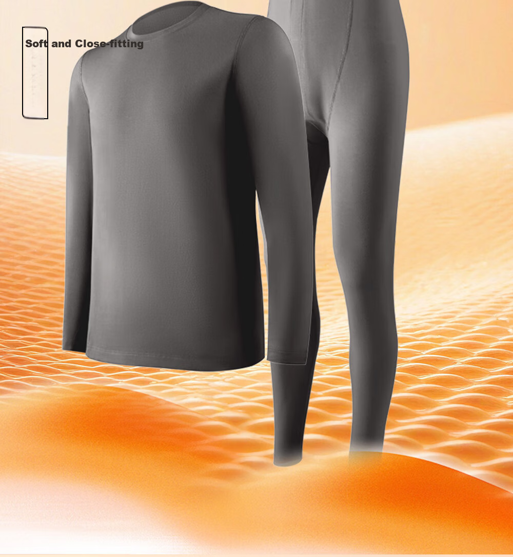 GUJIN 95% Cotton Seamless Thermal Underwear Set for Men, Thickened Heat Retaining Autumn Winter Long Johns and Top, Cold Protection Warm Clothing 8